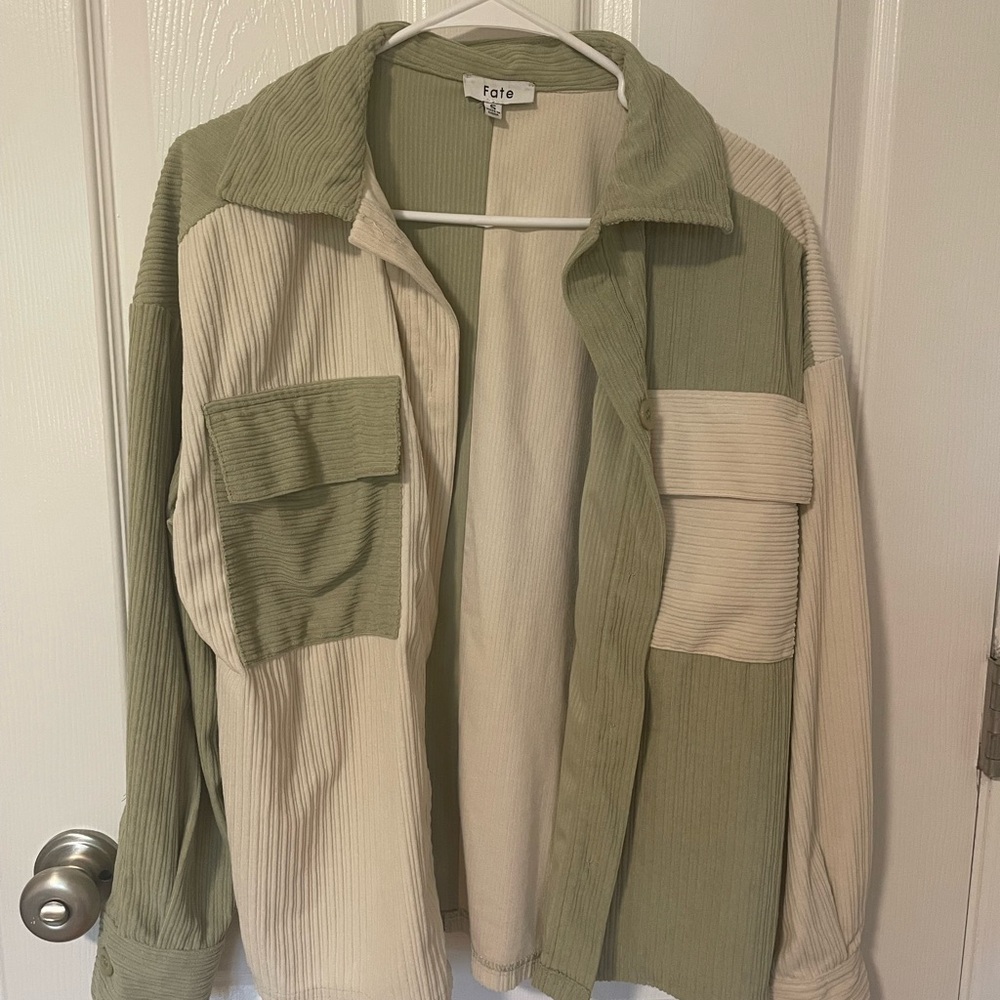 Green and Cream Corduroy Jacket